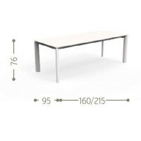 Milo Alu Table extending 160-215x95 cm with Cover Dove