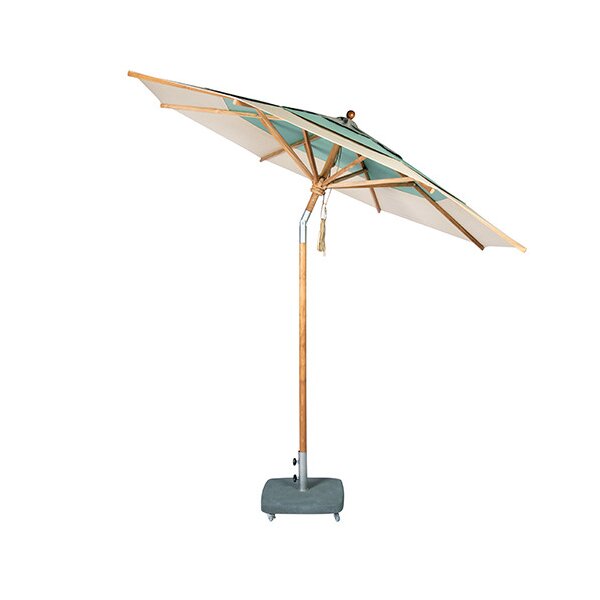 Teak umbrella with folding mechanism