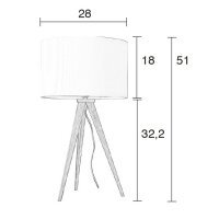 Table Lamp Tripod Wood White