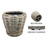 Drypot Sawah extra dickes Rattan Grau auf Rollen d58h51cm